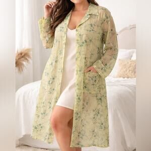 Vintage Lane Bryant Intimates Sheer Floral Peignoir Robe NWT Plus 18/20 Chiffon
